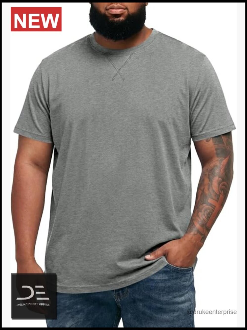 Mens Big and Tall Short Sleeve Crew Neck Casual T-Shirt Summer Longline Hipster